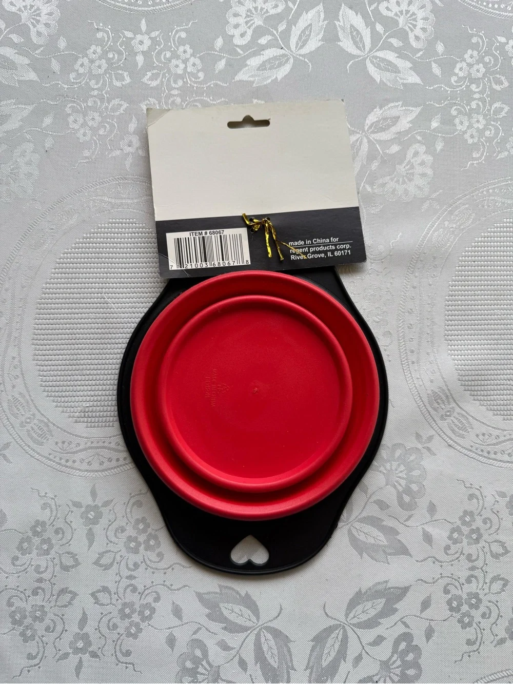 Collapsible Pet Bowl Black and Red BPA Free Lightweight Durable Compact